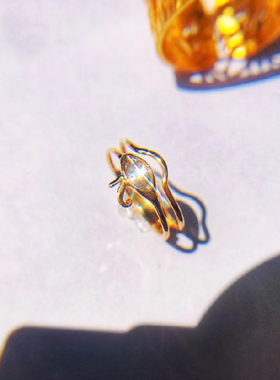 My Jewelry【荷鲁斯之眼白色蓝宝石黄金关节戒戒指叠戴假双圈指环