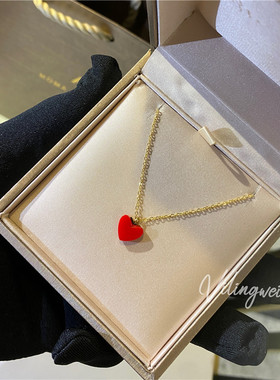 爱心小红心项链18k玫瑰金保色
