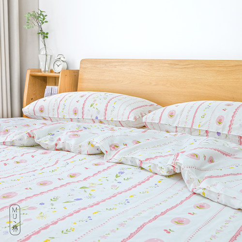 【高性价比】纯棉全棉斜纹床单双人被套被罩枕套1.5m1.8m学生宿舍 - 图0