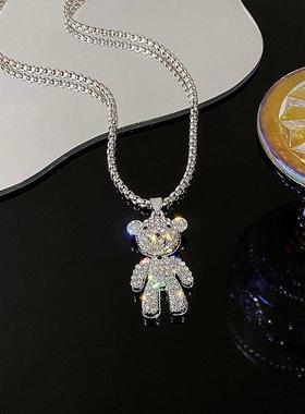 潮酷嘻哈小熊长款卫衣链女新款