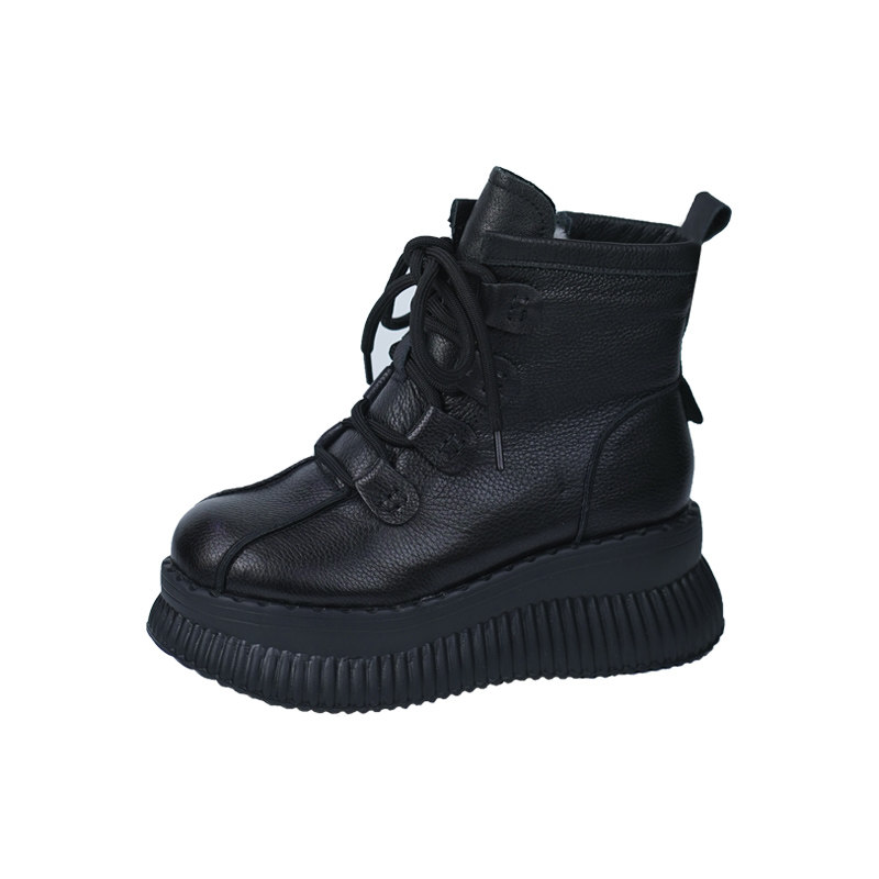 2025冬季新款真皮马丁靴女松糕厚底单靴加绒保暖棉靴纯羊毛小短靴,淘宝优惠券,粉丝福利购,淘宝优惠卷