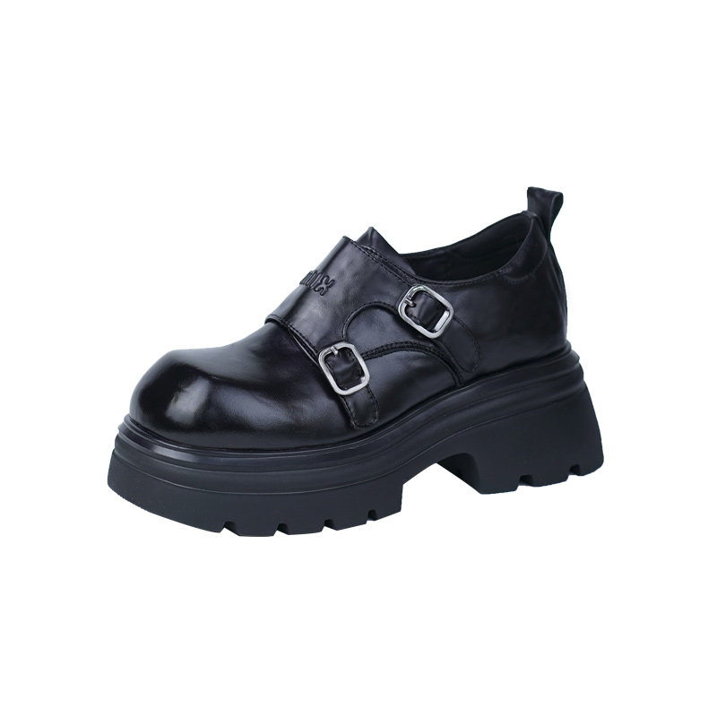 春秋新款头层牛皮乐福鞋女漆皮厚底粗跟小皮鞋真皮小个子潮鞋单鞋,淘宝优惠券,粉丝福利购,淘宝优惠卷