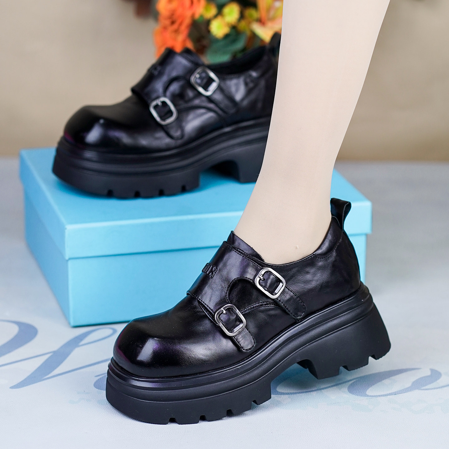 春秋新款头层牛皮乐福鞋女漆皮厚底粗跟小皮鞋真皮小个子潮鞋单鞋,淘宝优惠券,粉丝福利购,淘宝优惠卷