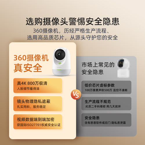 360摄像机家里室内监控AI增强版360度全景摄影头家用手机远程无线 - 图2
