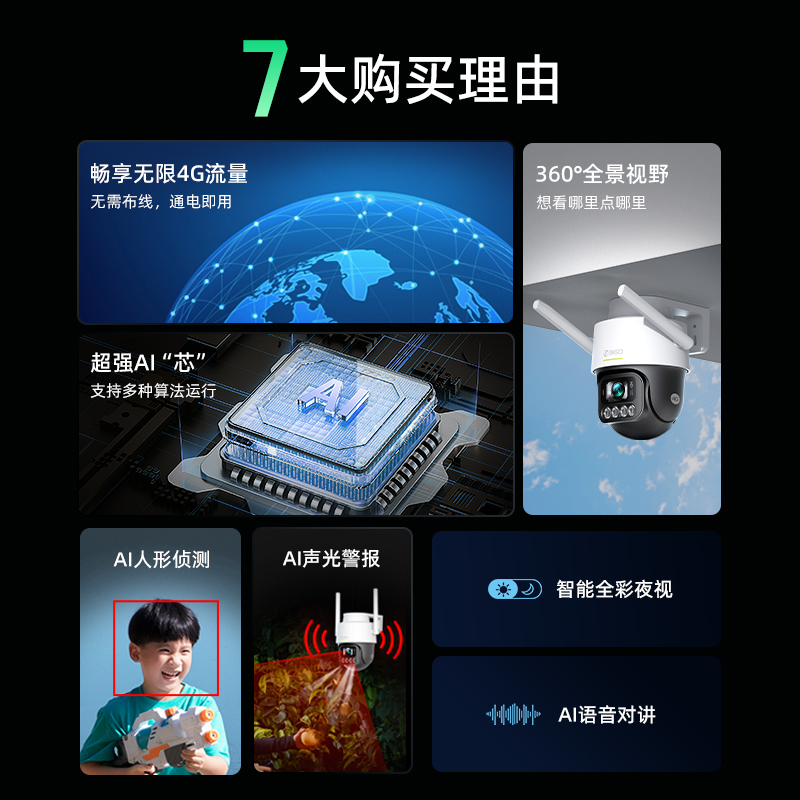 360户外摄像头6C手机远程4G监控家用室外摄影360度无死角夜视防水