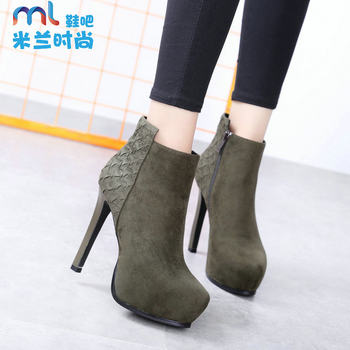 ເກີບສູງ 12cm super heel Martin boots women's short boots thick sole waterproof platform high heels 2017 autumn and winter new style stiletto boots for women