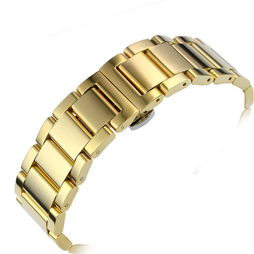 玫瑰金表带女18精钢手表带配件23男士21钢带20蝴蝶扣金属表链22mm - 图3