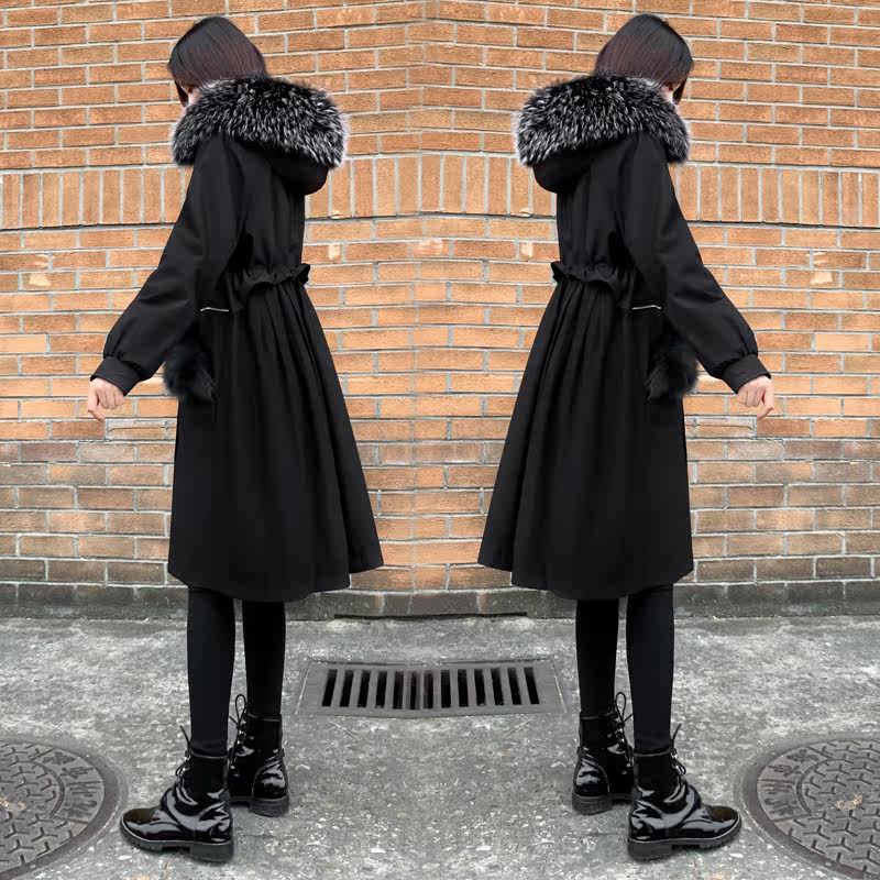 新款派克服女2025冬新款獭兔毛内胆可拆卸长款过膝貉子毛皮草外套,淘宝优惠券,粉丝福利购,淘宝优惠卷