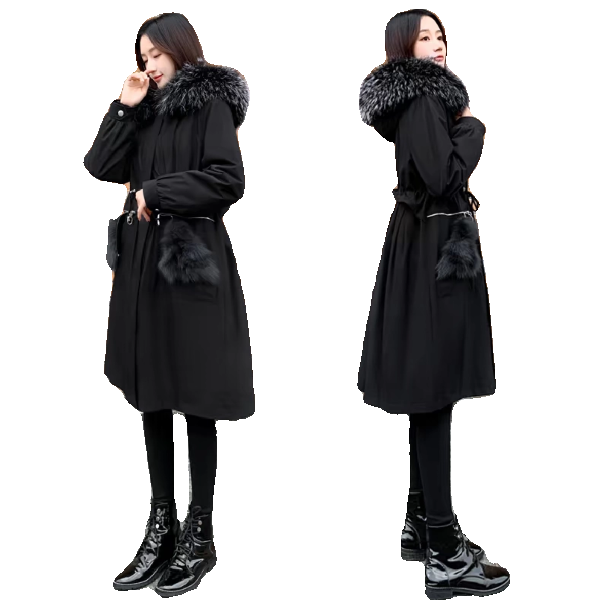 新款派克服女2025冬新款獭兔毛内胆可拆卸长款过膝貉子毛皮草外套,淘宝优惠券,粉丝福利购,淘宝优惠卷