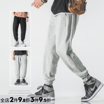 WOODSOON casual pants summer grey tide 100 lap sports pants male loose bunches juvenile close-up pants