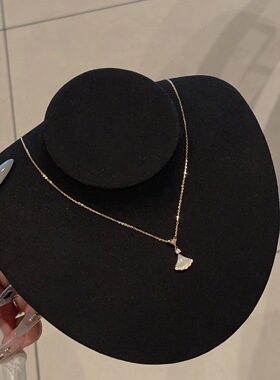 S925银贝母银杏叶小裙子项链女轻奢满钻气质锁骨链高级感百搭颈链