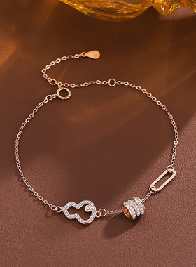 S999纯银葫芦满钻手链轻奢小众设计感高级手饰送女友闺蜜生日礼物