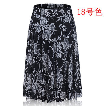 ສິ້ນລະດູຮ້ອນຂອງແມ່ຍິງໄວກາງຄົນແລະຜູ້ສູງອາຍຸ, ສິ້ນກາງ floral ບາງໆສໍາລັບແມ່ອາຍຸກາງ, ຜ້າໄຫມກ້ອນສີ່ຫຼ່ຽມເຕັ້ນລໍາ sun skirts
