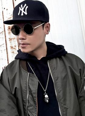 立体骷髅头吊坠项链男士个性钛钢