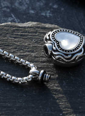 可打开爱心香水瓶项链男女钛钢