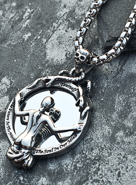 日韩风照妖镜骷髅钛钢脖子饰品