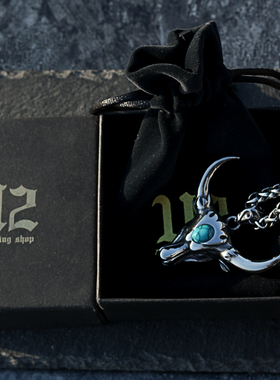 复古牛头项链吊坠男士个性钛钢