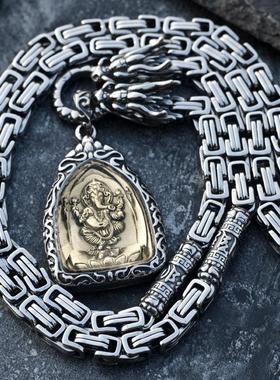 个性万字象鼻神佛牌项链男嘻哈潮