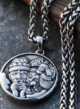 双面扎基拉姆项链男个性复古财神