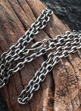 复古做旧太角链男钛钢项链