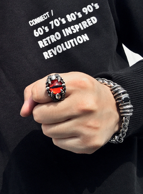 上帝之眼死神戒指男嘻哈钛钢