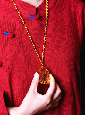 随身黄财神吊坠唐卡心咒佛像画像水供铜项链金卡饰品摆件