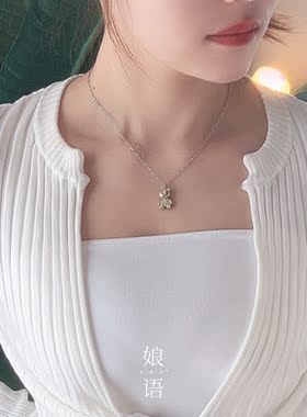 娘语韩国大门小熊项链毛衣开春