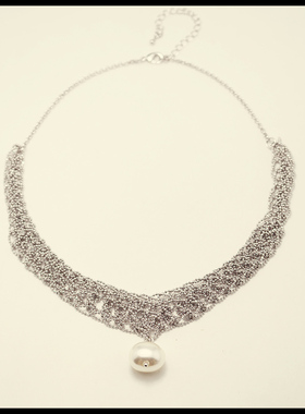 韩国锁骨链毛衣链金珍珠