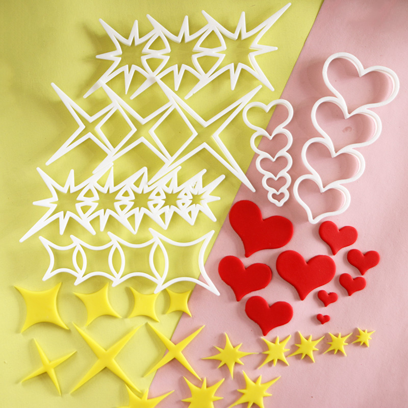 爱心五芒星四角星椭圆小草小树几何形状切模翻糖蛋糕烘焙模具 - 图0