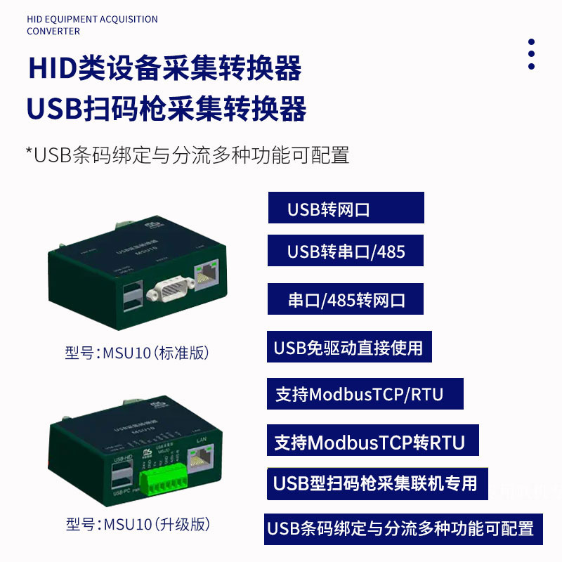 PLC232485TCP网口双USB扫码枪键盘协议转换透传采集分流通讯modbu - 图0