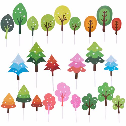 森林系列毛毡小树蛋糕装饰插件生日情景烘焙甜品装饰摆件配件 - 图0