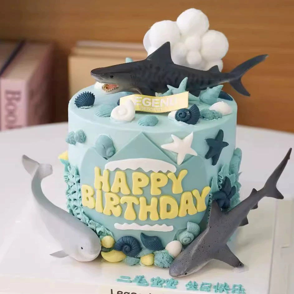 虎鲸鲨鱼海洋动物蛋糕装饰摆件蓝鲨小虎鲨鲸鱼儿童蛋糕装饰装扮,淘宝优惠券,粉丝福利购,淘宝优惠卷