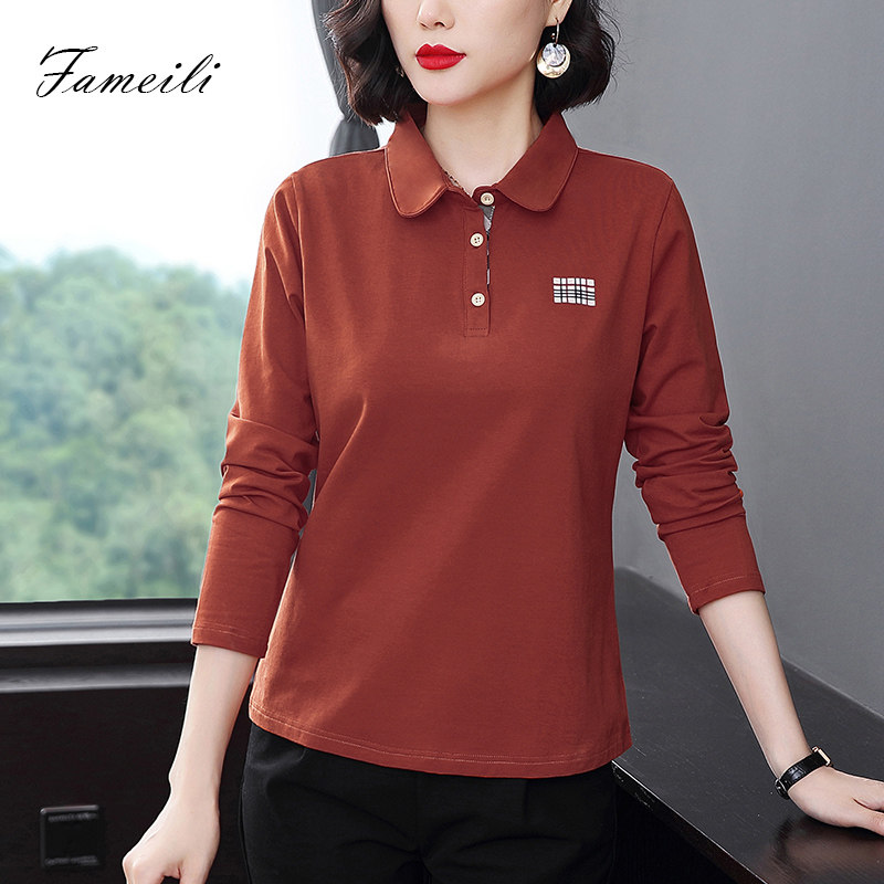 女长袖2020秋装新款妈妈纯棉打底衫 法美丽T恤