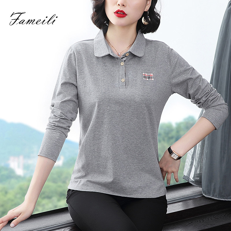 女长袖2020秋装新款妈妈纯棉打底衫 法美丽T恤