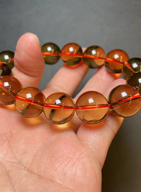 珍藏级天然巴西黄水晶手链金橘黄暴力黄净透手串女款手串男女饰品