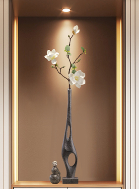 树脂长款细高花瓶摆件