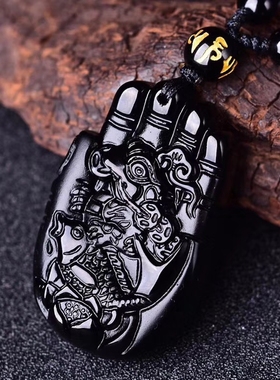 2026年属羊人羚鲤聚财黑曜石吊坠生肖饰品佩戴吉祥物挂件项链男女