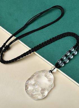 天然白水晶九尾狐萌狐灵狐桃花狐娘娘大气百搭萌狐水晶礼物女饰品