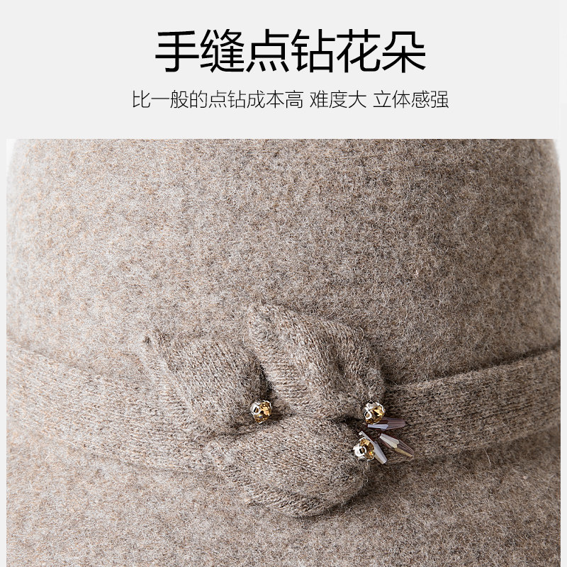 渔夫帽子女秋冬季百搭日系羊毛帽 蓝诗梦戴帽子