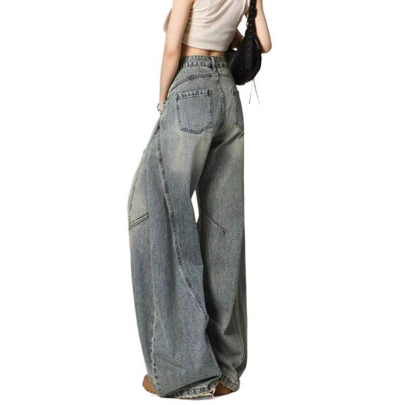 牛仔裤2025设计感高腰弯刀秋季拖地新款破洞阔腿高街显瘦女宽松裤,淘宝优惠券,粉丝福利购,淘宝优惠卷