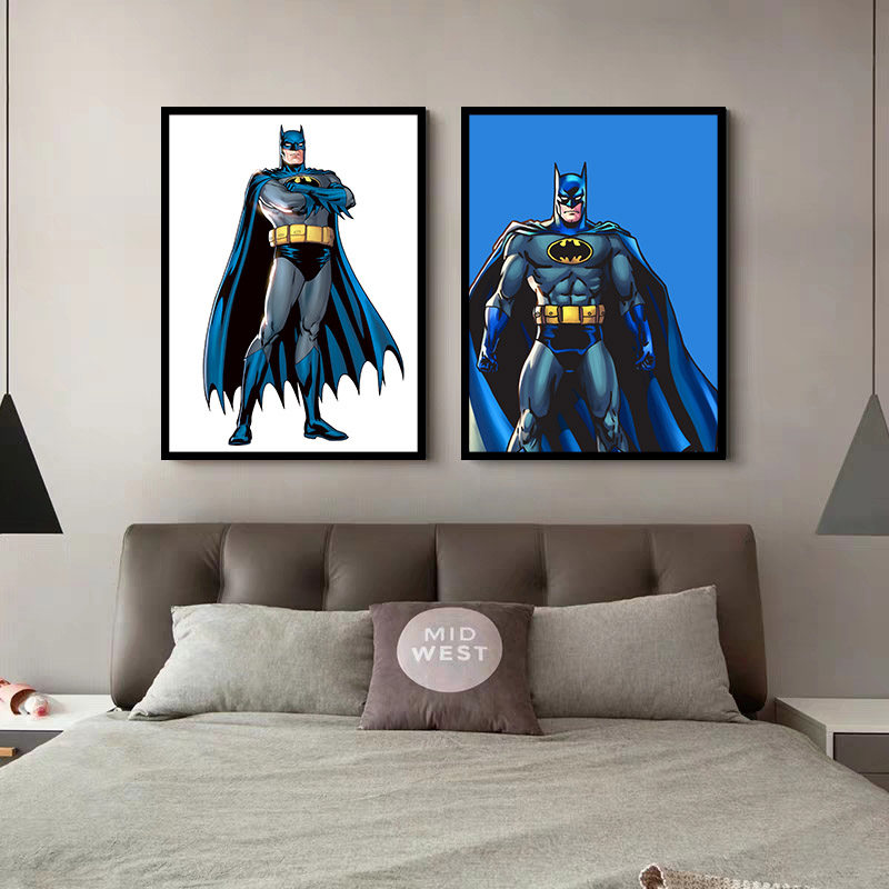 蝙蝠侠卡通海报儿童房装饰画客厅卧室DC正义英雄电影酒吧美式挂画 - 图0
