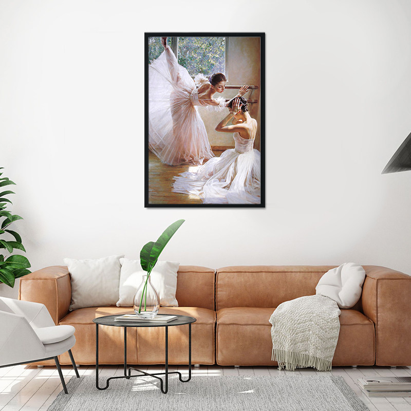 芭蕾舞女孩舞蹈风装饰画轻奢艺术学瑜伽校教室壁画培训班欧式挂画