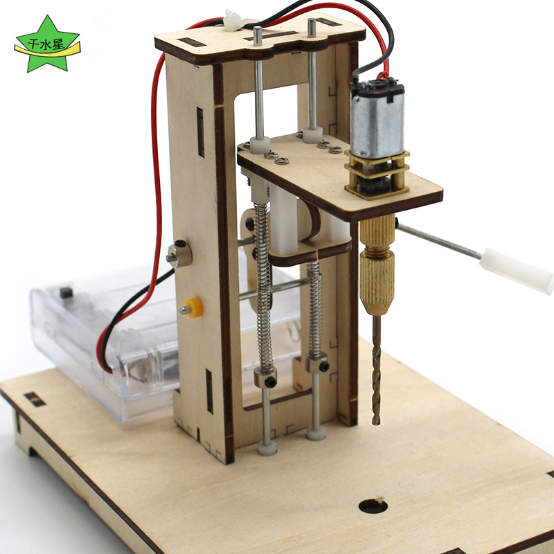 迷你小台钻1号学生科技小制作小发明diy木板钻孔模型工具拼装材料 - 图1