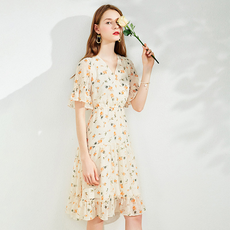 碎花连衣裙女2020雪纺 百达依莉连衣裙