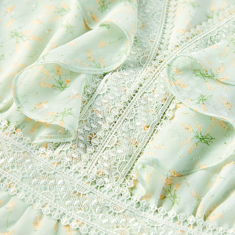 雪纺连衣裙女夏季2020年新款v领 百达依莉连衣裙