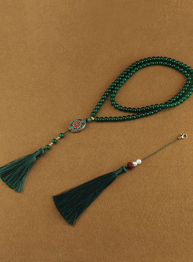 新中式绿珠一款多戴项链藏式流苏挂坠毛衣链长款璎珞复古国风配饰