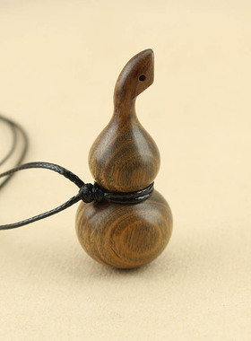 曹瑞绿檀木葫芦项链吊坠挂件男女款复古民族风毛衣链长款简约饰品