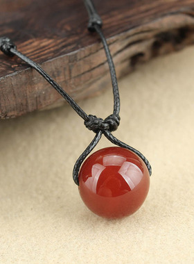 红玛瑙项链女手工编织转运毛衣