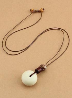 简约毛衣链长款象牙果平安扣