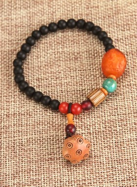 复古民族风手链女原创设计2022新款配饰手串檀木珠手链简约手饰品